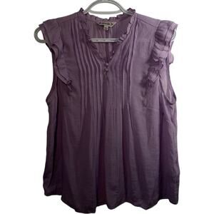 Nanette Lepore Ruffled Blouse SZ L Floral Romantic Dainty Feminine Easter Sheer